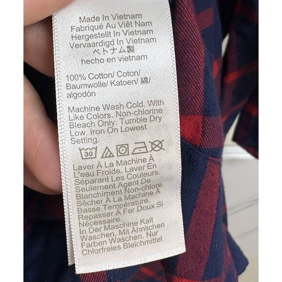 J Crew Plaid Shirt Dress Navy Red Belted Button Front Cotton Size 8 - Picture 6 of 8